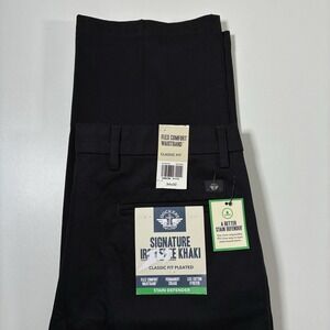 NEW DOCKERS Chino Pants 34x32 Black Signature Iron Free Khaki Classic Stretch
